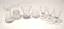 Job Lot 7  Crystal Cut Glass / Glass  Vases - bud flower vases miniature small