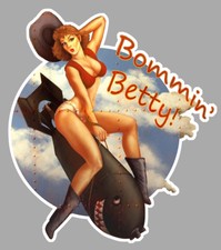 PINUP BOMB PLANE NOSE ART WW2 DUB VW COX 12cm STICKER CAR MOTORCYCLE PD063