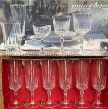 6 Lead Crystal CHAMPAGNE FLUTES - cristal d' Arques - French