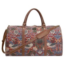 Large Holdall Bag Duffle Strawberry Thief Red Travel Weekend William Morris