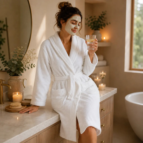 Womens cotton bathrobe terry - womens,