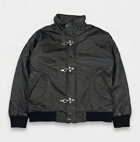 Vintage 90s black real leather - real,