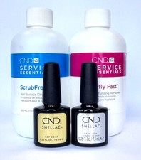 Original CND SHELLAC KIT | Base + Top Coat + ScrubFresh + OfflyFast | Enamel