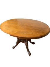 Antique Victorian Oval Wooden Inlaid Veneer Loo Table - Carved DELIVERY ?