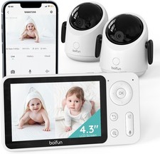 2K WiFi Baby Monitor with 1080P/4.3" Split Screen, 360° PTZ Camera Two-Way Audio