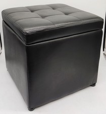 Faux Leather Cube Ottoman