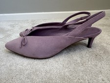 NEXT 'FOREVER COMFORT' LILAC SUEDE KITTEN HEEL SLING BACK SHOES SIZE 6.5
