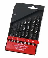 8 Piece Wood Drill Bit Set In Case Professional Quality With Carbon Steel Tips