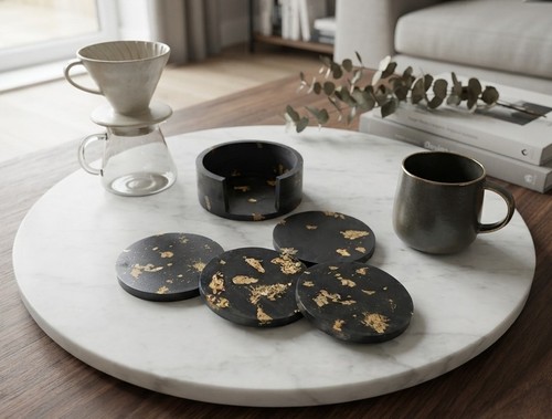 Charcoal black gold - black, leaf