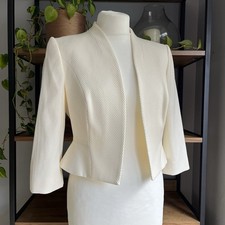 Phase Eight Yani Jacket 12 Cream Cropped Bolero Occasion Peplum Hem