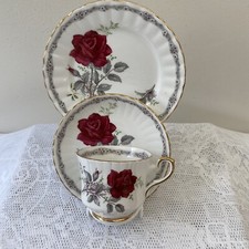 Royal Stafford "Roses to Remember" English Bone China Cup Saucer Plate.Trio.
