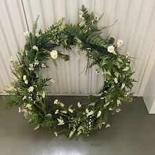 Gisela Graham XL 90cm White Faux Flower Wreath Decoration Wedding Party Display
