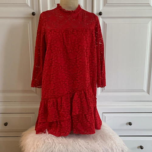 Zara red floral lace line - red,