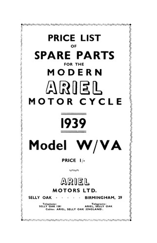1939 ariel va model - ariel, w/va