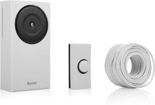 Byron Wired Doorbell Kit Button Chime and 5m Cable 90dB White DBW-24031