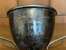 1957 St Dunstans School small vintage silver plate trophy, loving cup