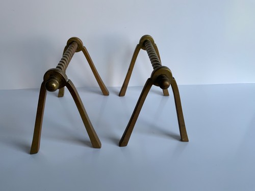 Antique pair brass - of, andirons