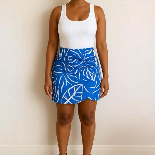 Zara blue white printed draped - blue/white,