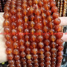 Pretty Natural 6/8/10/12mm Red Carnelian Gemstone Round Loose Beads 15'' Strand