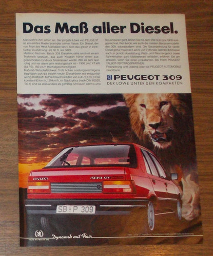 Rare advertising peugeot 309 - rare,