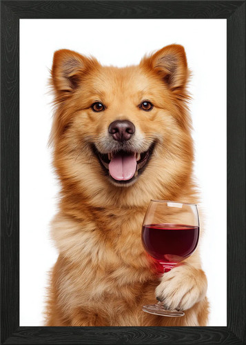 Finnish spitz dog with - finnish, wine