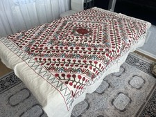Antique Vintage  Uzbek Embroidery Suzani Bed Cover Table Cloth Throw172x149cm 18