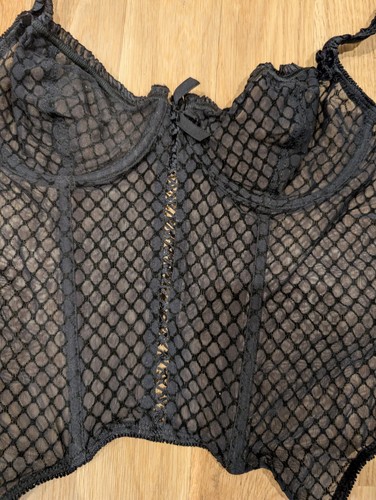 Black mesh basque boned - m&s,