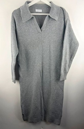 Grey knitted jumper dress - grey, size