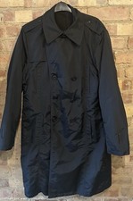 Vintage Pierre Cardin Trench Coat Size 52 46” Nylon Navy Epaulettes Waterproof