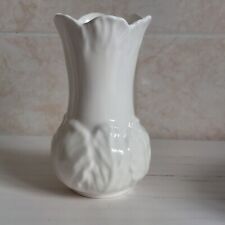Vintage Cabbage Leaf Vase White Bone China H 15cm Art Pottery Farmhouse Cottage