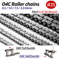 Roller Chain #25 04C Drive Chain Conveyor Chain Pitch 6.35mm & Full/Half Buckle
