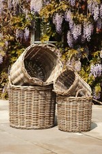 Round Kubu Wicker Rattan Log Storage Handmade Basket Choice Of Sizes