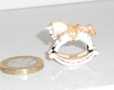 Miniature White Rocking Horse Porcelain 2.5cm high by Klima - Doll's House decor