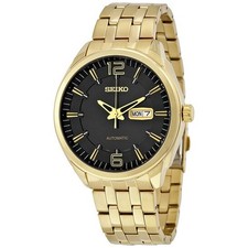 Seiko SNKN48 Recraft Automatic Black Dial Yellow Gold-tone Men's Watch