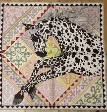 Hermès Appaloosa des Steppes silk gavroche scarf designed by Alice Shirley