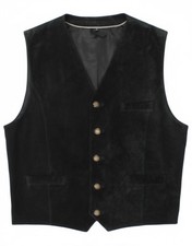 C.COMBERTI Mens Suede Waistcoat IT 54 XL Navy Blue Leather DP04