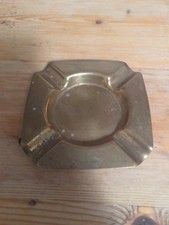Vintage brass ashtray smokers accessories pub man cave pressed brass B
