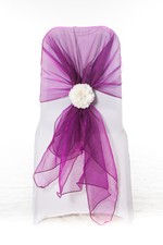 100 Fuchsia Pink Organza Chair Cover Hood Wrap Sash Bow Tie