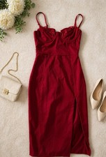 Oh Polly Red Satin Midi Dress