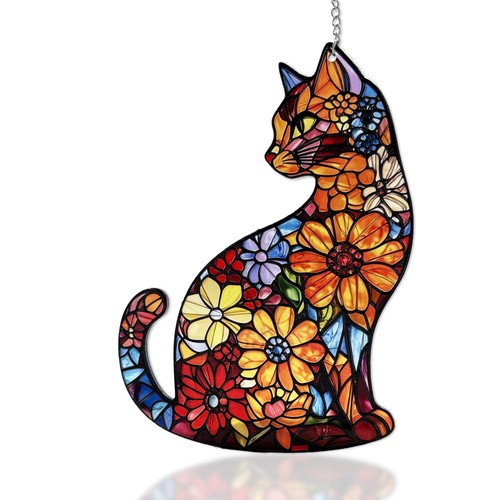 Cat stained glass sun catchers - cat,