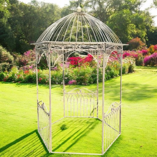 Cream garden gazebo metal - cream,