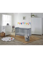 Compact Grey Pine Cot for Nursery | 3-Position Base, Flat Pack, EN716