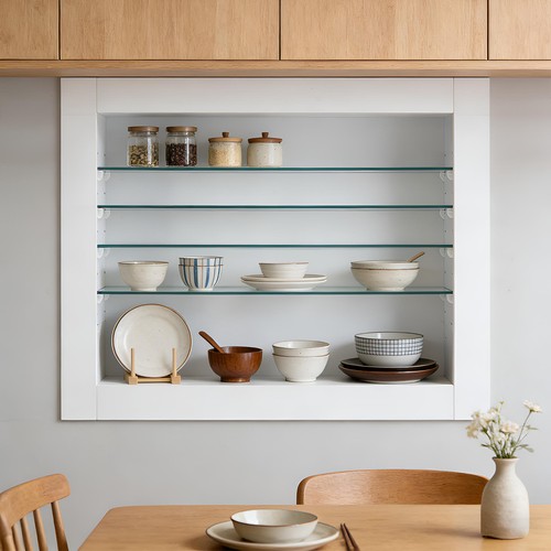White recessed wall cabinet - wall,