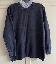 Men's Next Navy Mock Shirt Jumper Size L