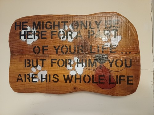 Dog life sign wooden - life,
