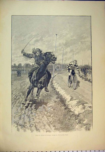Original old antique print - old,