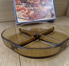 4 Section Brown Glass Dish