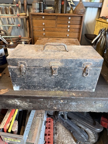 Vintage metal tool box - metal,