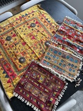 Job Lot Of Antique Vintage Indian Banjara Embroidered Mirrored Gala Chakla