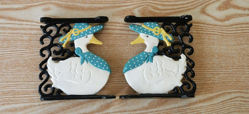 Pair vintage cast iron duck - pair, of